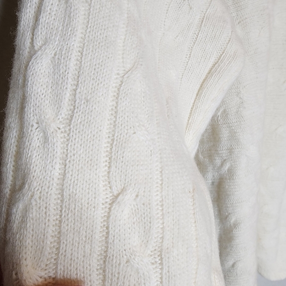 NWT Bianco & Blu Cashmere Merino Wool Cable Knit Cream Sweater Small Oversized - Picture 10 of 16